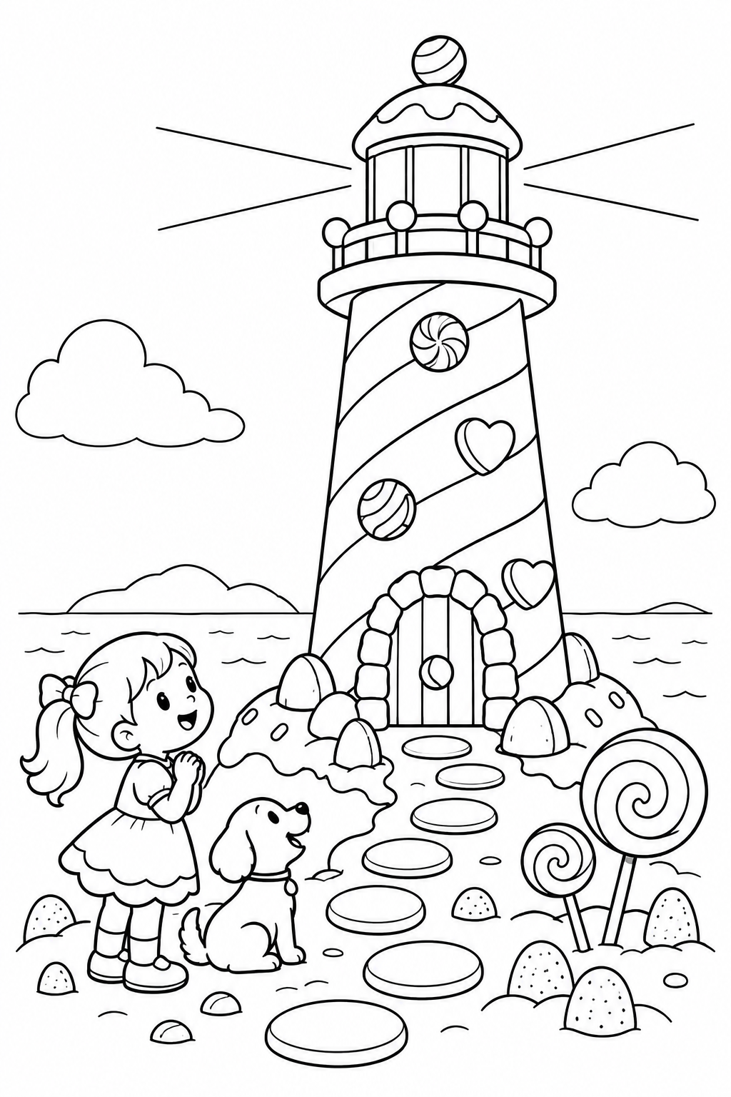 キャンディの灯台の塗り絵