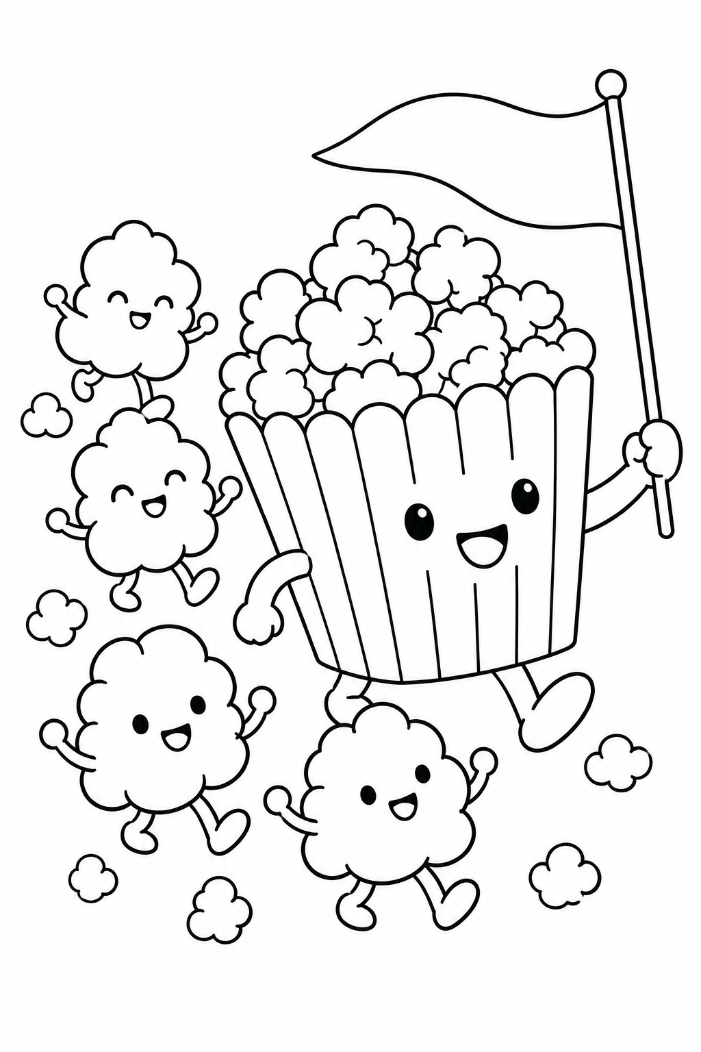 Coloriage Le défilé tout léger du pop-corn