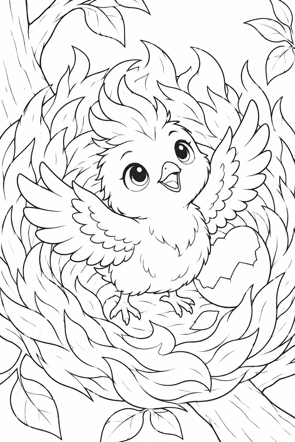 フェニックスのひなの塗り絵