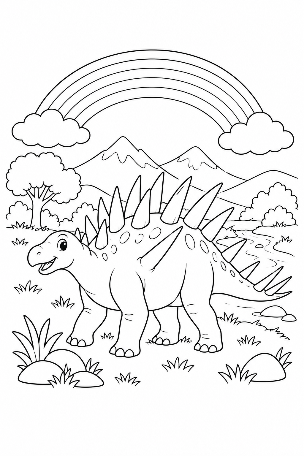 Dibujo de El kentrosaurio en el valle del arcoíris para colorear