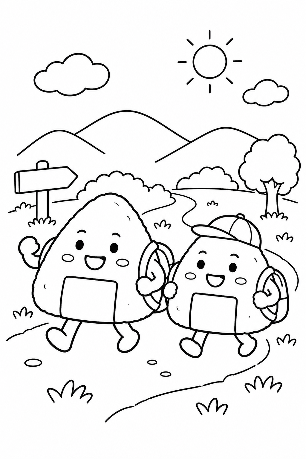 おにぎり兄弟のおでかけの塗り絵