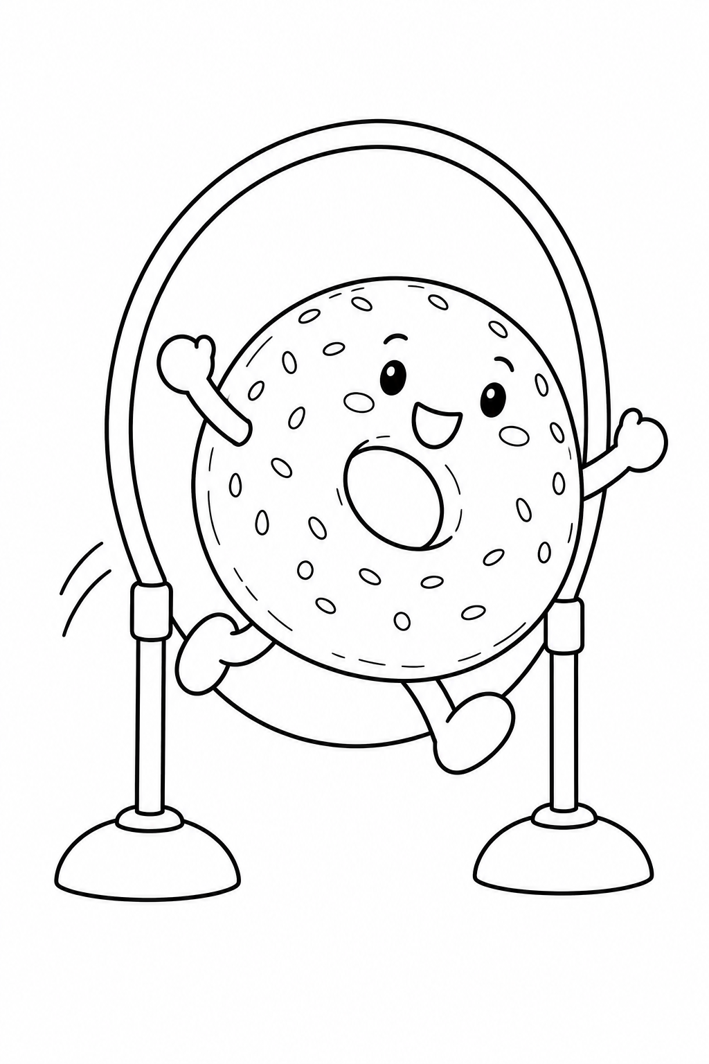 ベーグルの輪くぐりの塗り絵