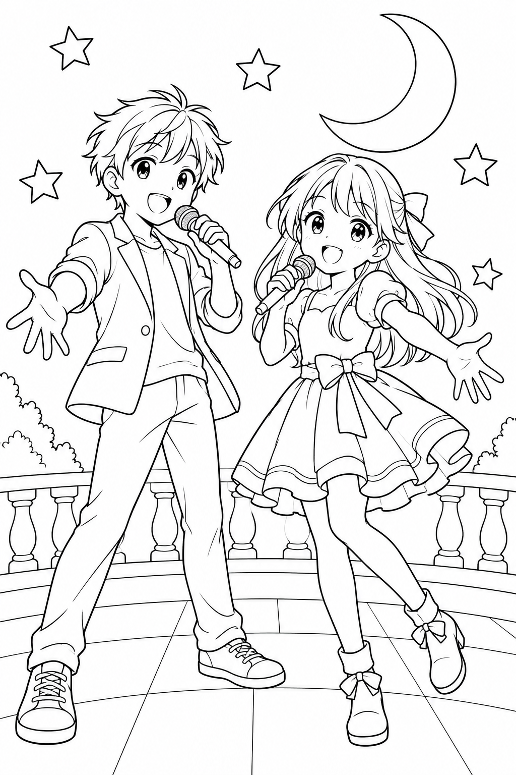 なかよしデュエット — 月のテラスの塗り絵