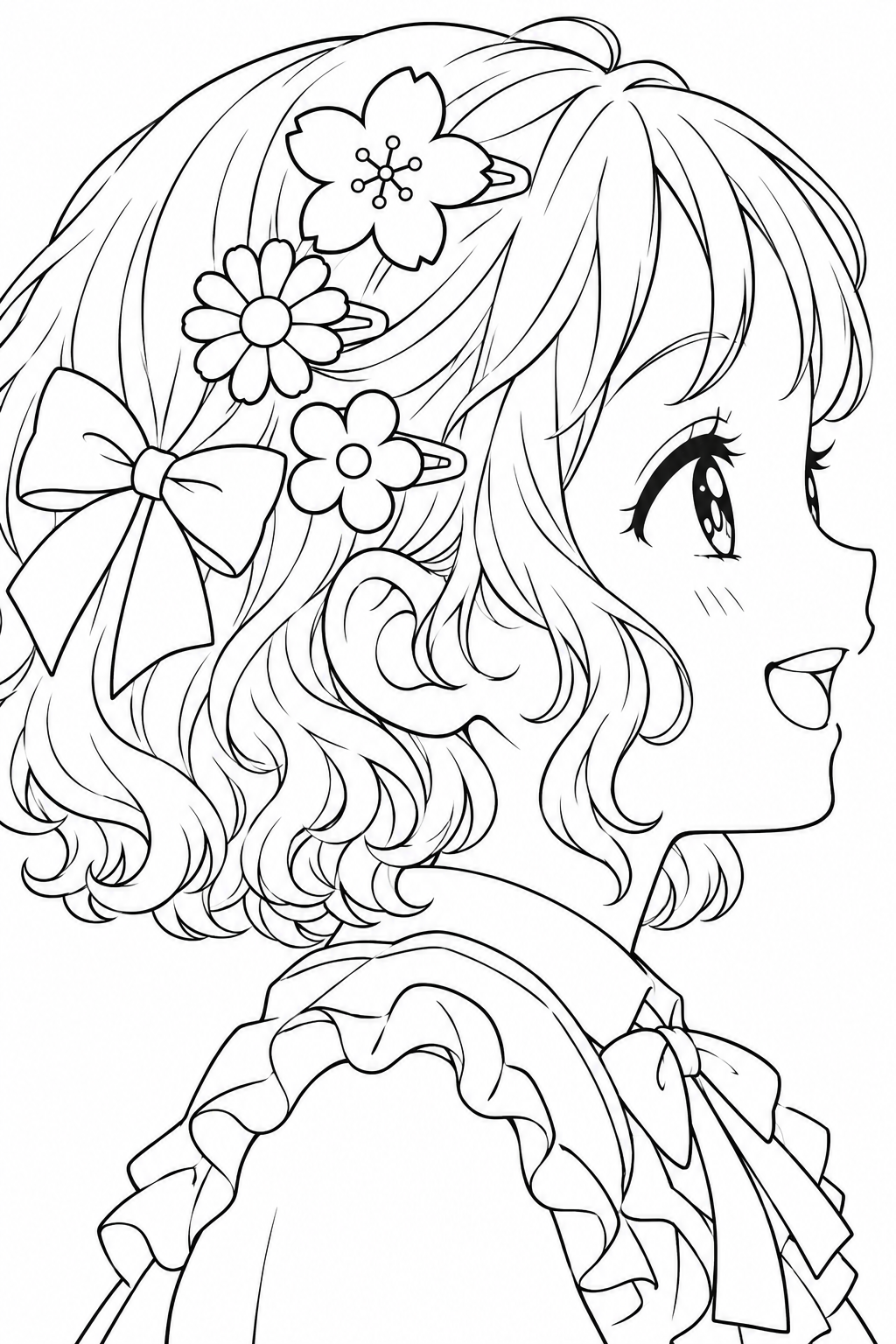 花のヘアアクセサリーの塗り絵