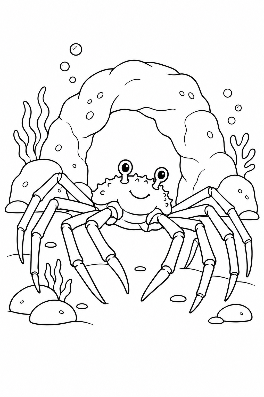 タカアシガニと海のトンネルの塗り絵