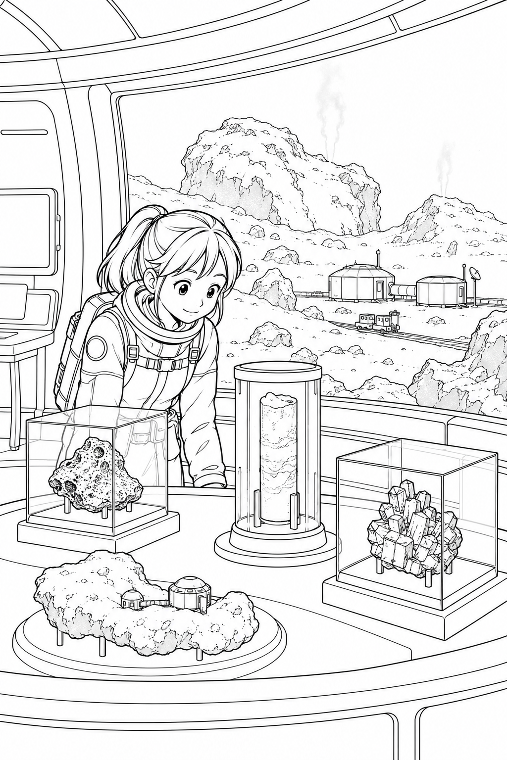 彗星の観測基地:探査標本の展示室の塗り絵