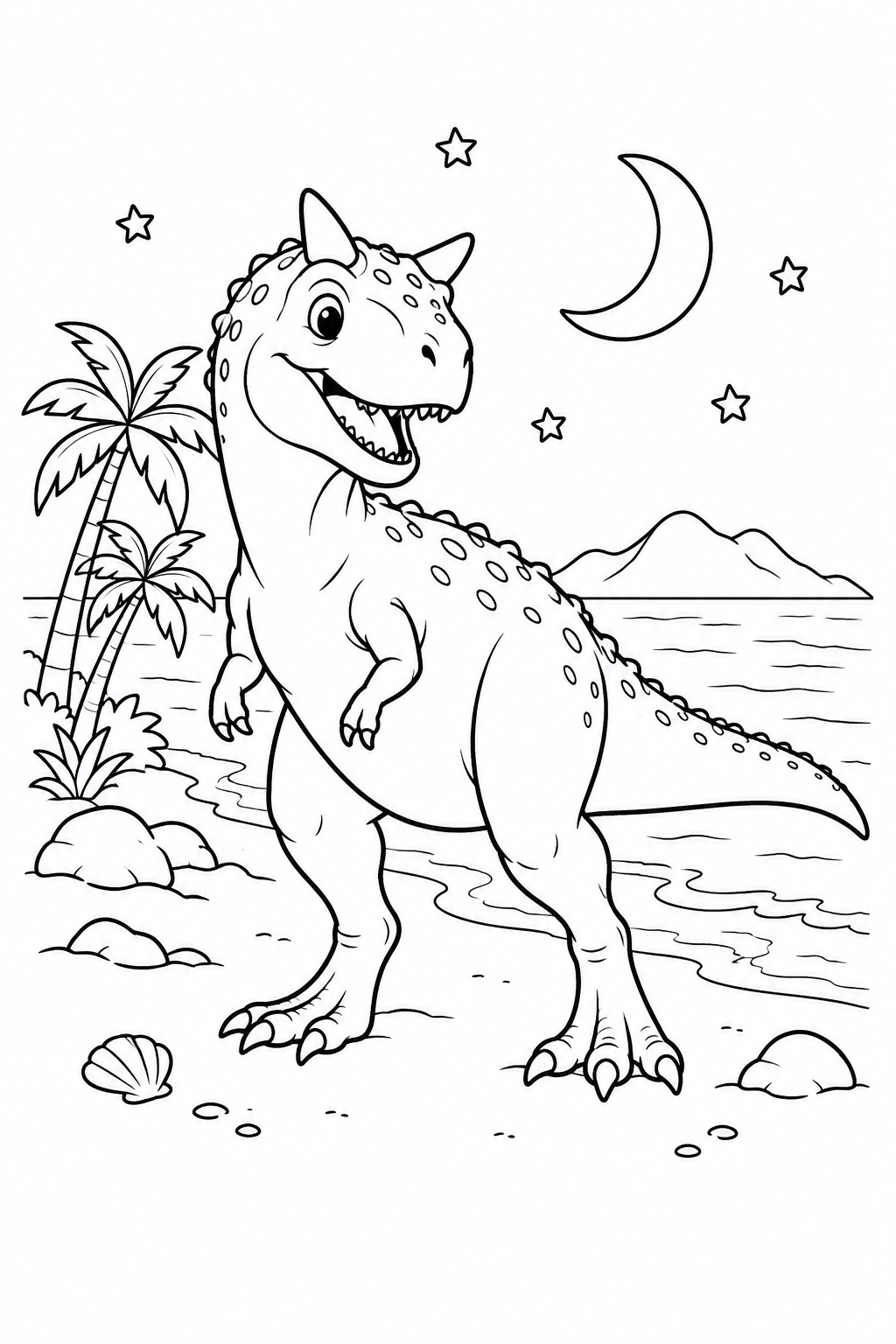 Dibujo de El carnotauro en la playa bajo la luna para colorear