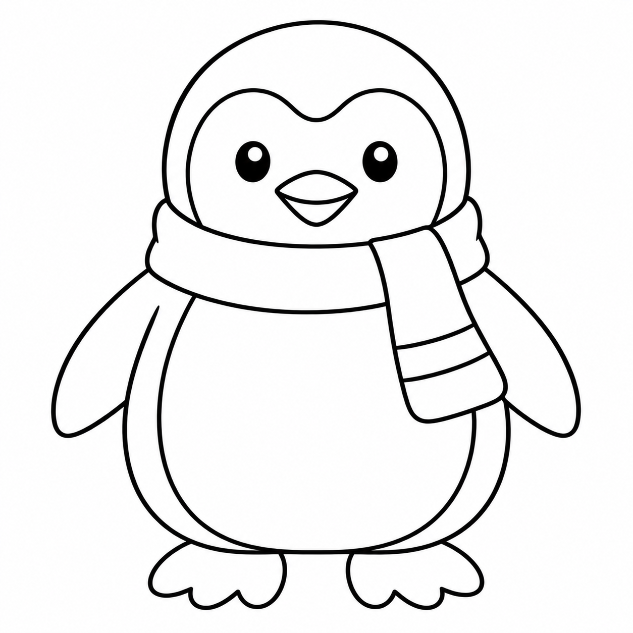 マフラーのペンギンの塗り絵