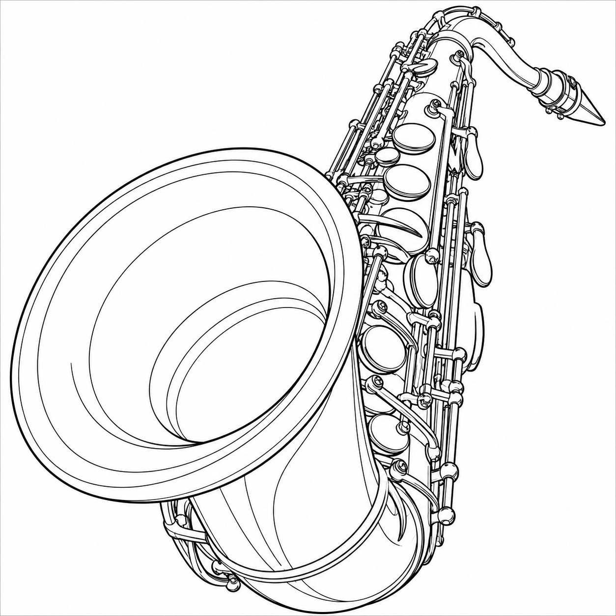 Desenho de Olhando a campana de um saxofone para colorir