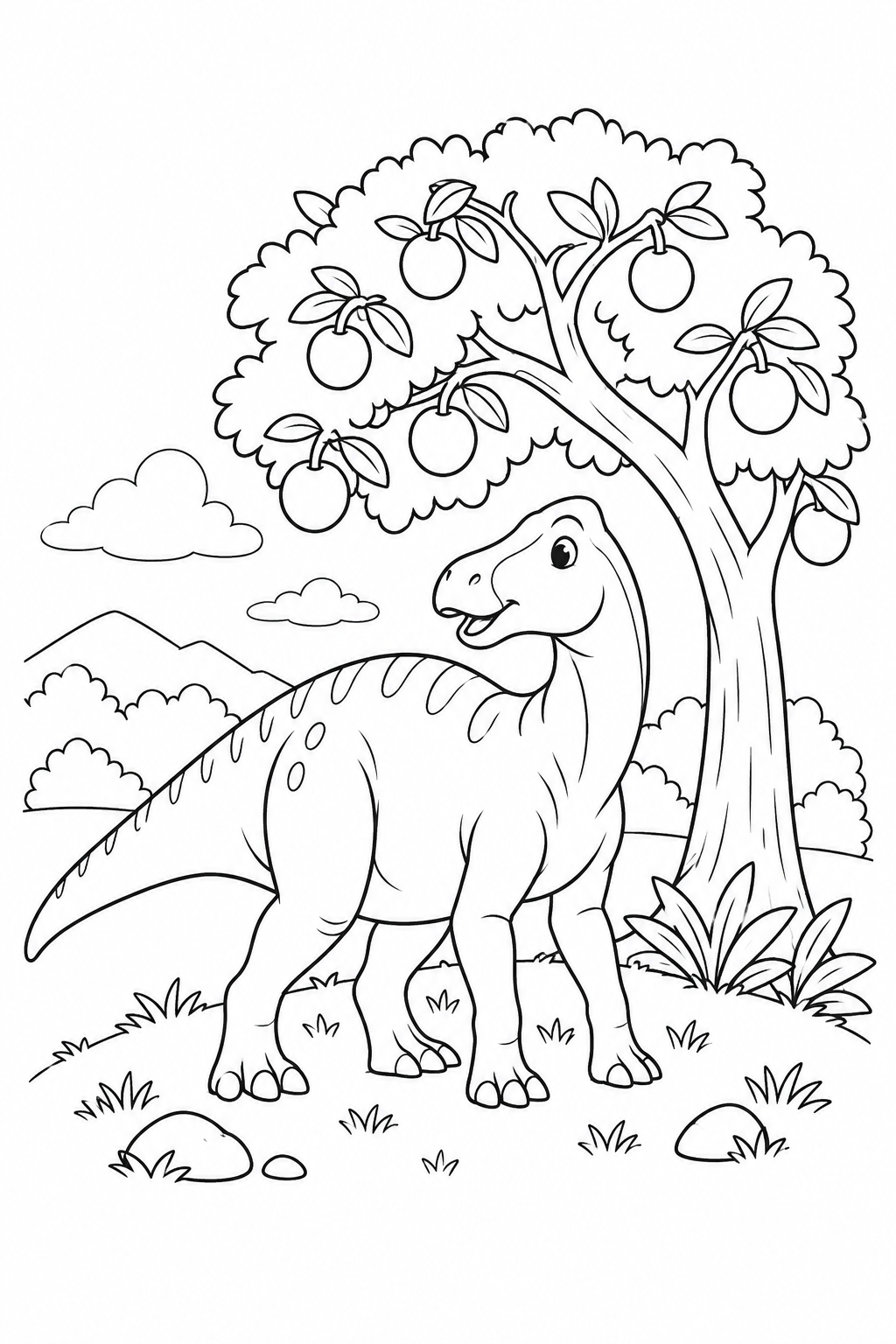 マイアサウラと木の実の丘の塗り絵