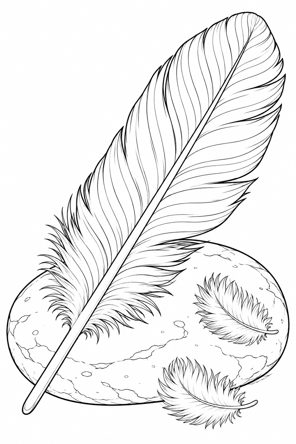 Desenho de Linhas finas de uma pena caída para colorir