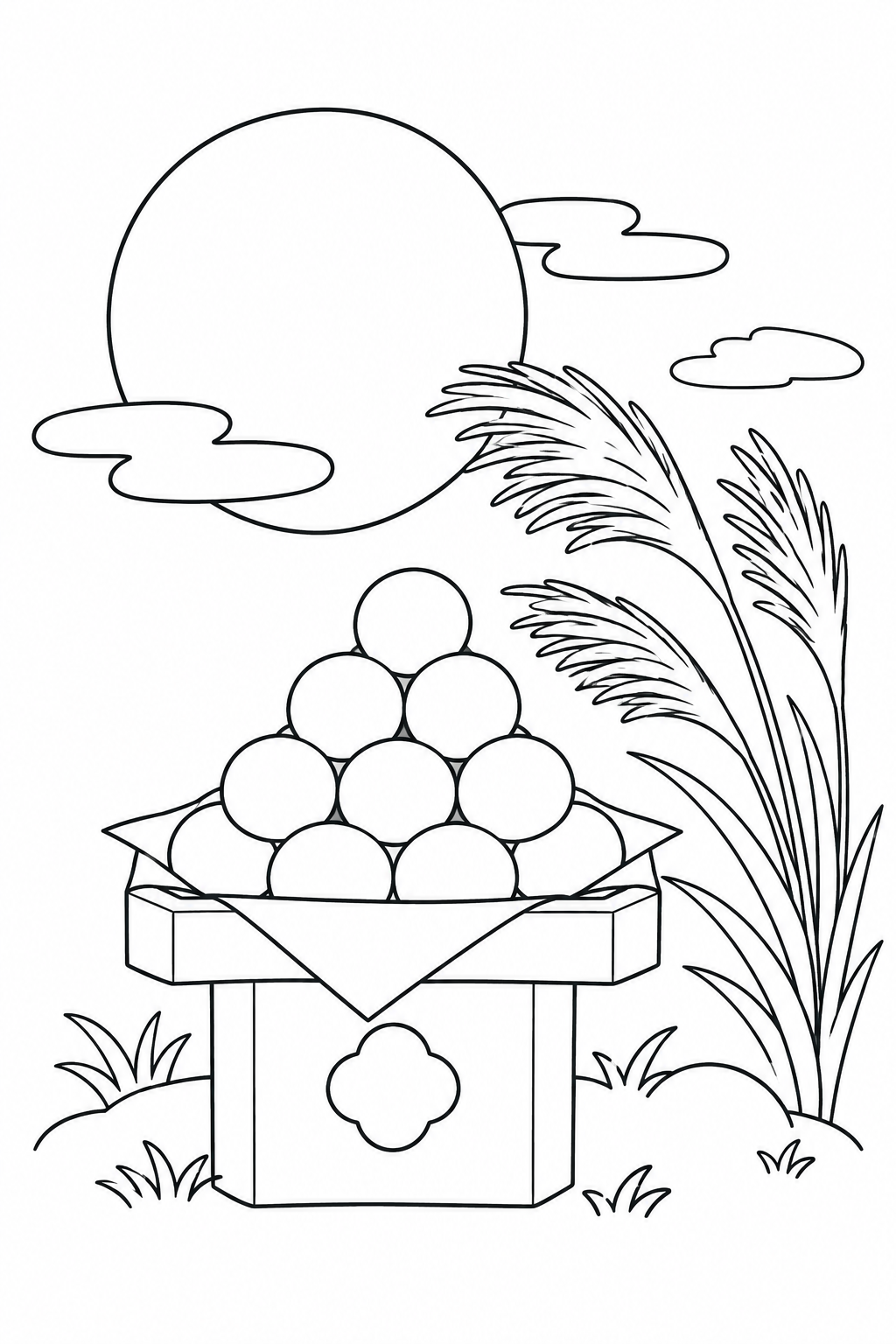 お月見団子とすすきの塗り絵