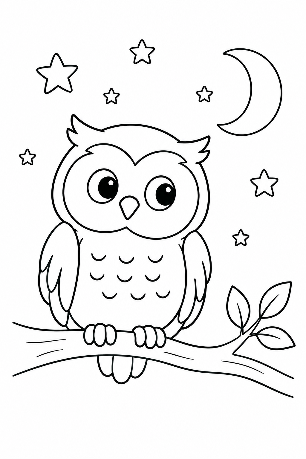 ふくろうと星の夜の塗り絵
