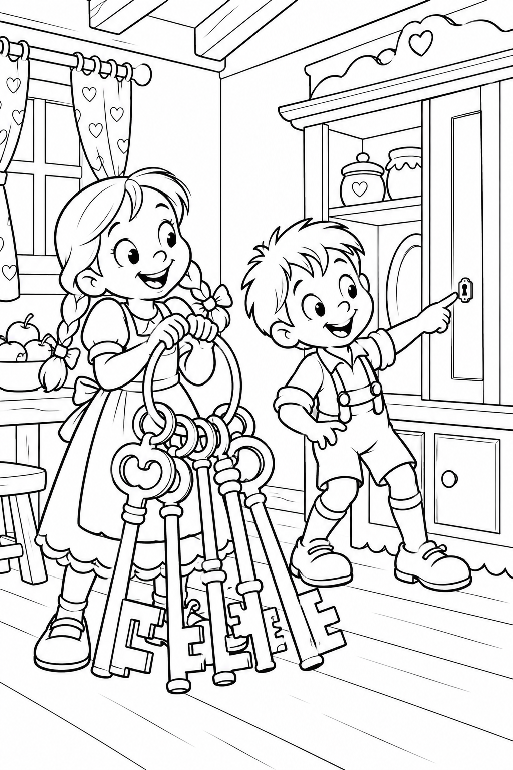 Hansel and Gretel:Far too many keys(Comedy) coloring page