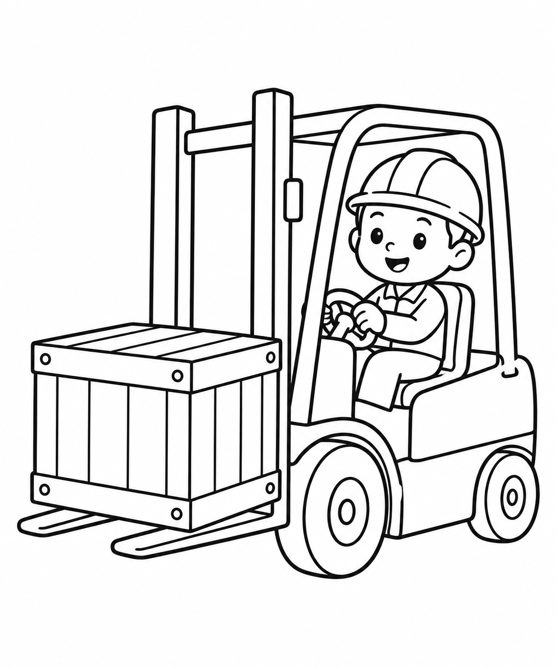 フォークリフトと木箱の塗り絵