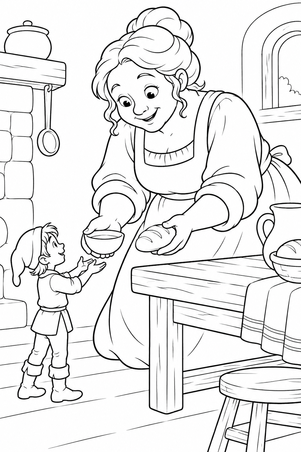 Jack and the Beanstalk・Heartwarming — A welcome from the giant's wife coloring page