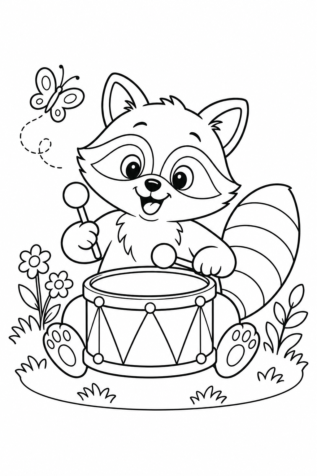 Gambar mewarnai Konser kecil rakun