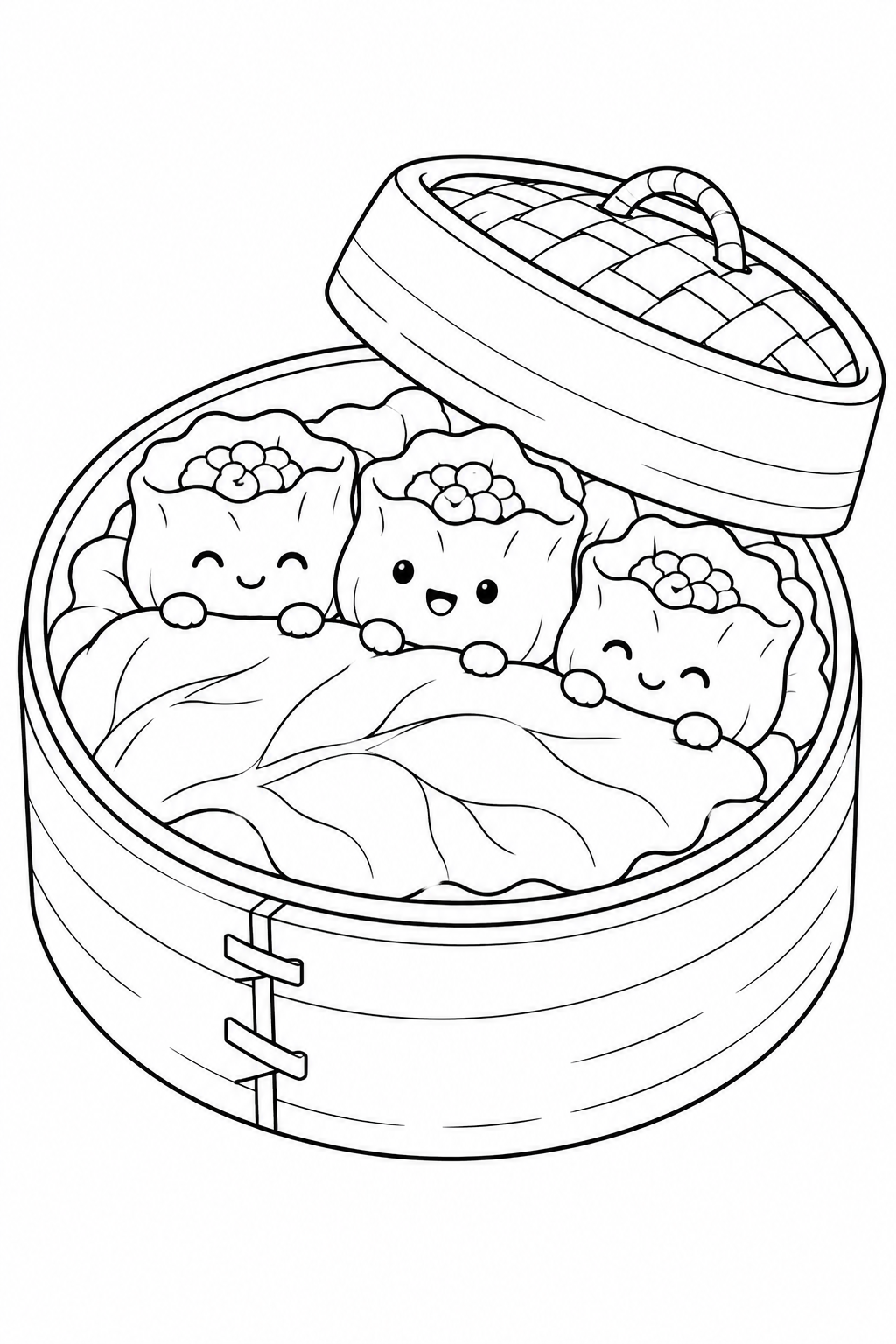 焼売の蒸しかごベッドの塗り絵
