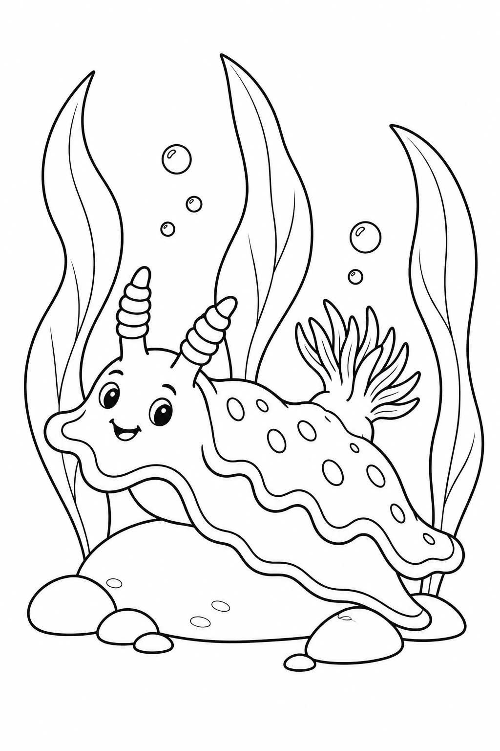 Sea slug in a Seagrass Forest coloring page