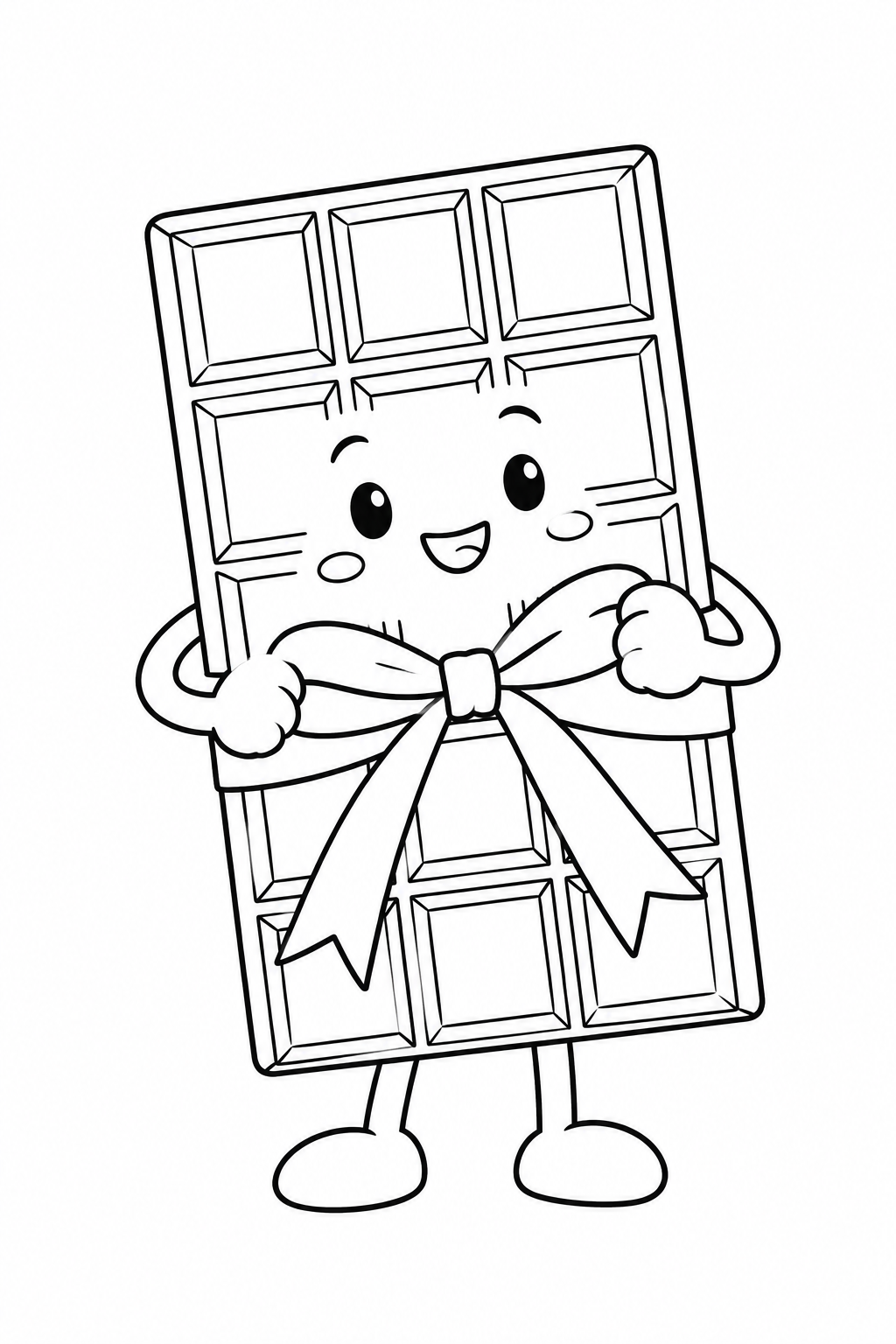 板チョコのリボン結びの塗り絵