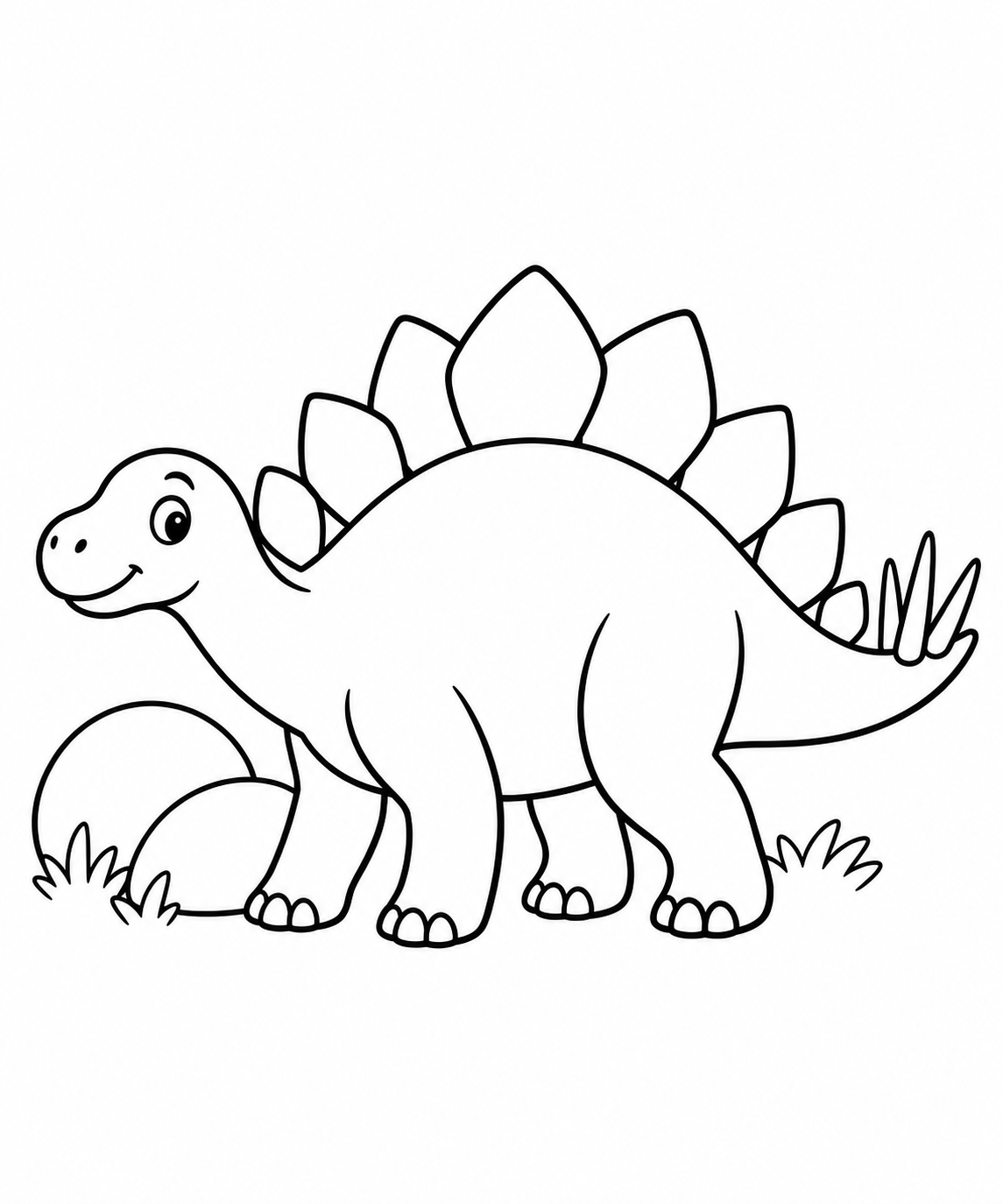 ステゴサウルスと丸い岩の塗り絵