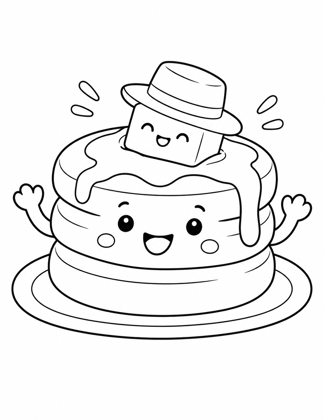 パンケーキのバター帽子の塗り絵