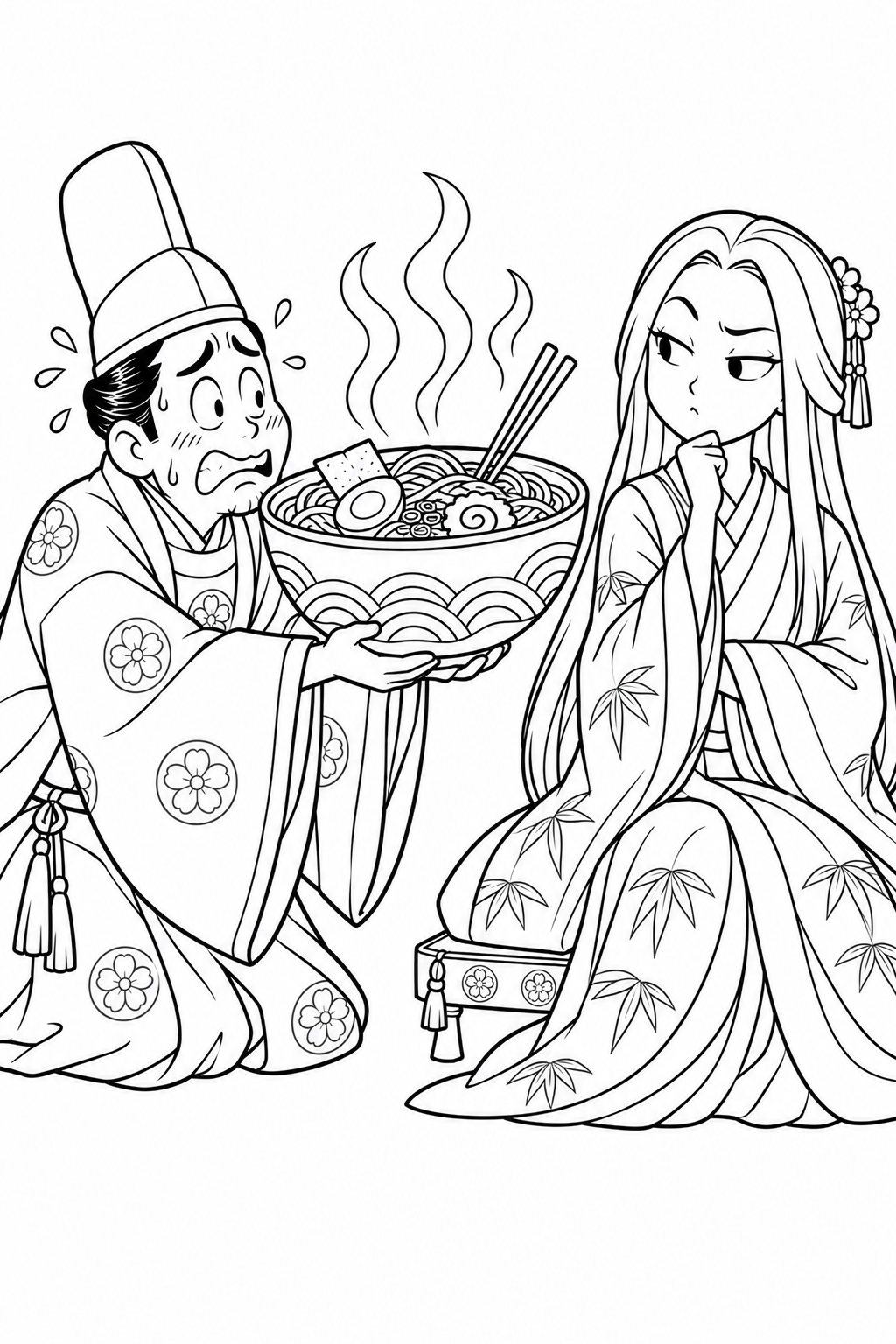 Dibujo de El pretendiente de Kaguya trae el cuenco equivocado para colorear