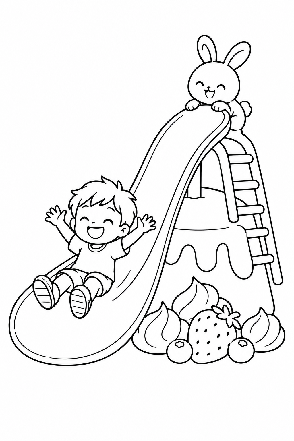 スプーンの滑り台の塗り絵