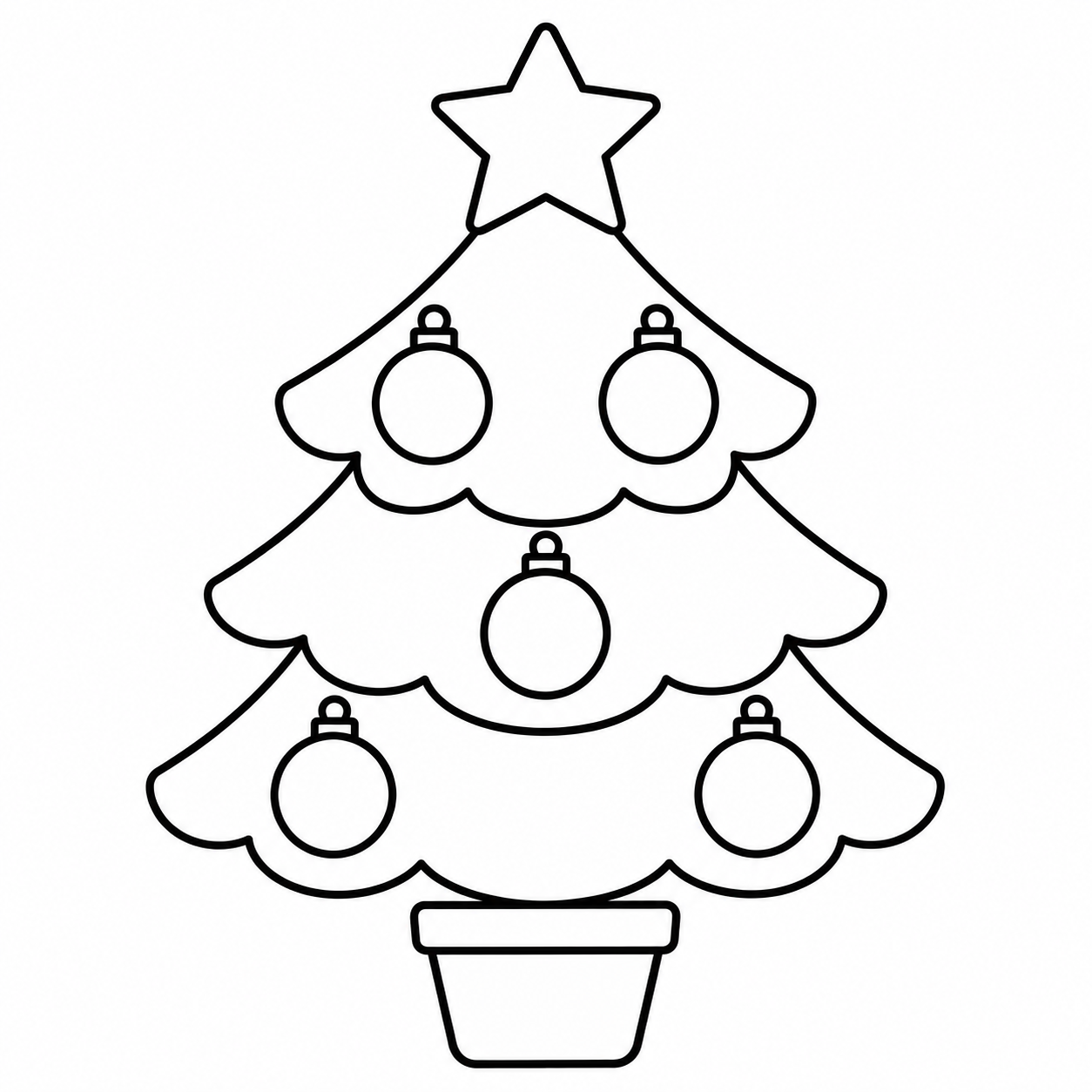 かざりのすくないクリスマスツリーの塗り絵