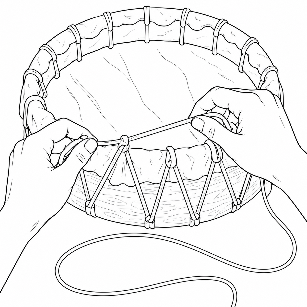 Stretching a drum skin coloring page