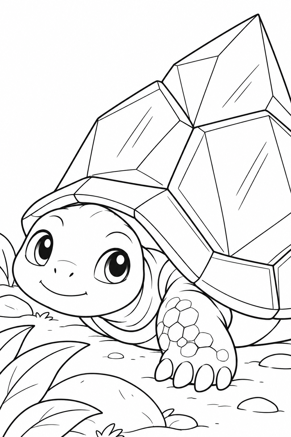 水晶ガメの顔の塗り絵