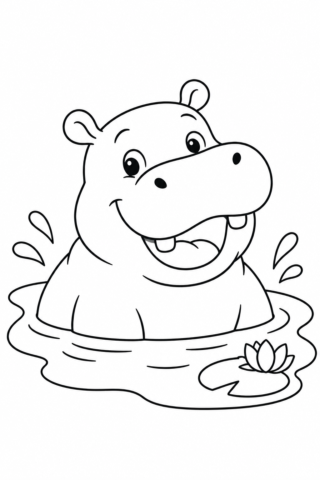 カバと水たまりの塗り絵