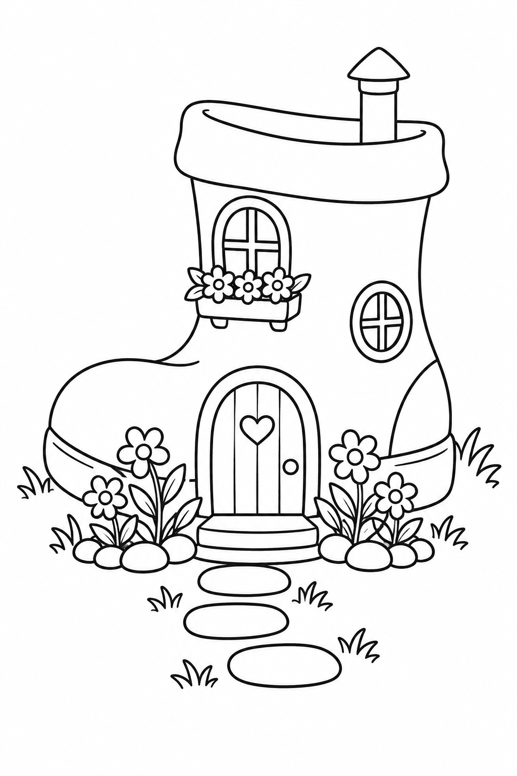 長ぐつのおうちの花壇の塗り絵