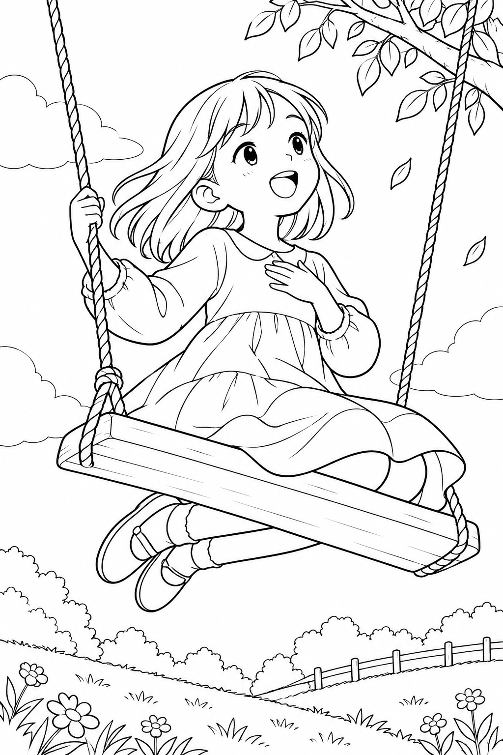 Coloriage Chanson sur la balançoire