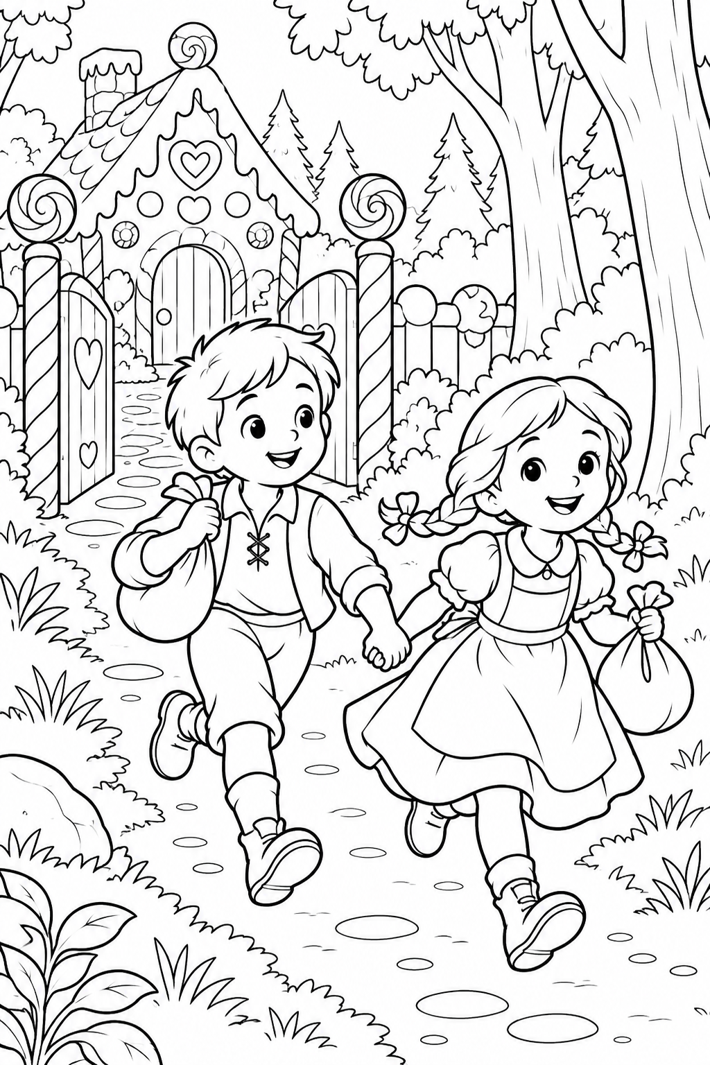 Hansel and Gretel:Leaving the candy house(Cozy) coloring page