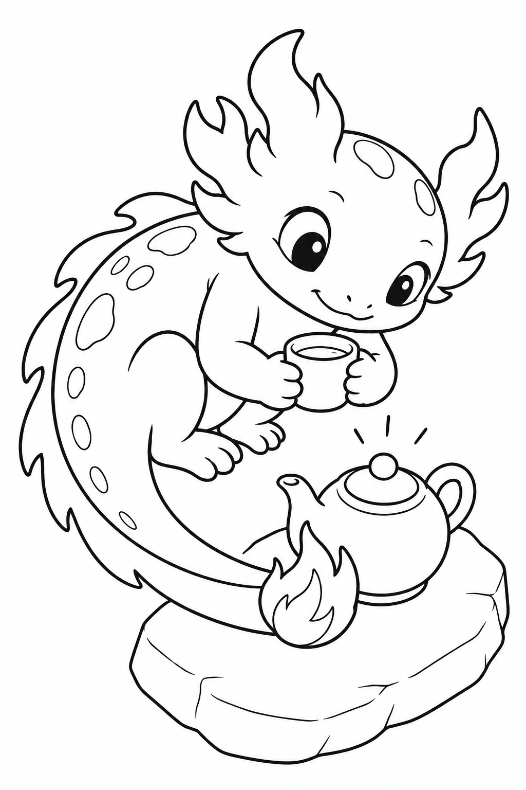 サラマンダーのお茶じかんの塗り絵