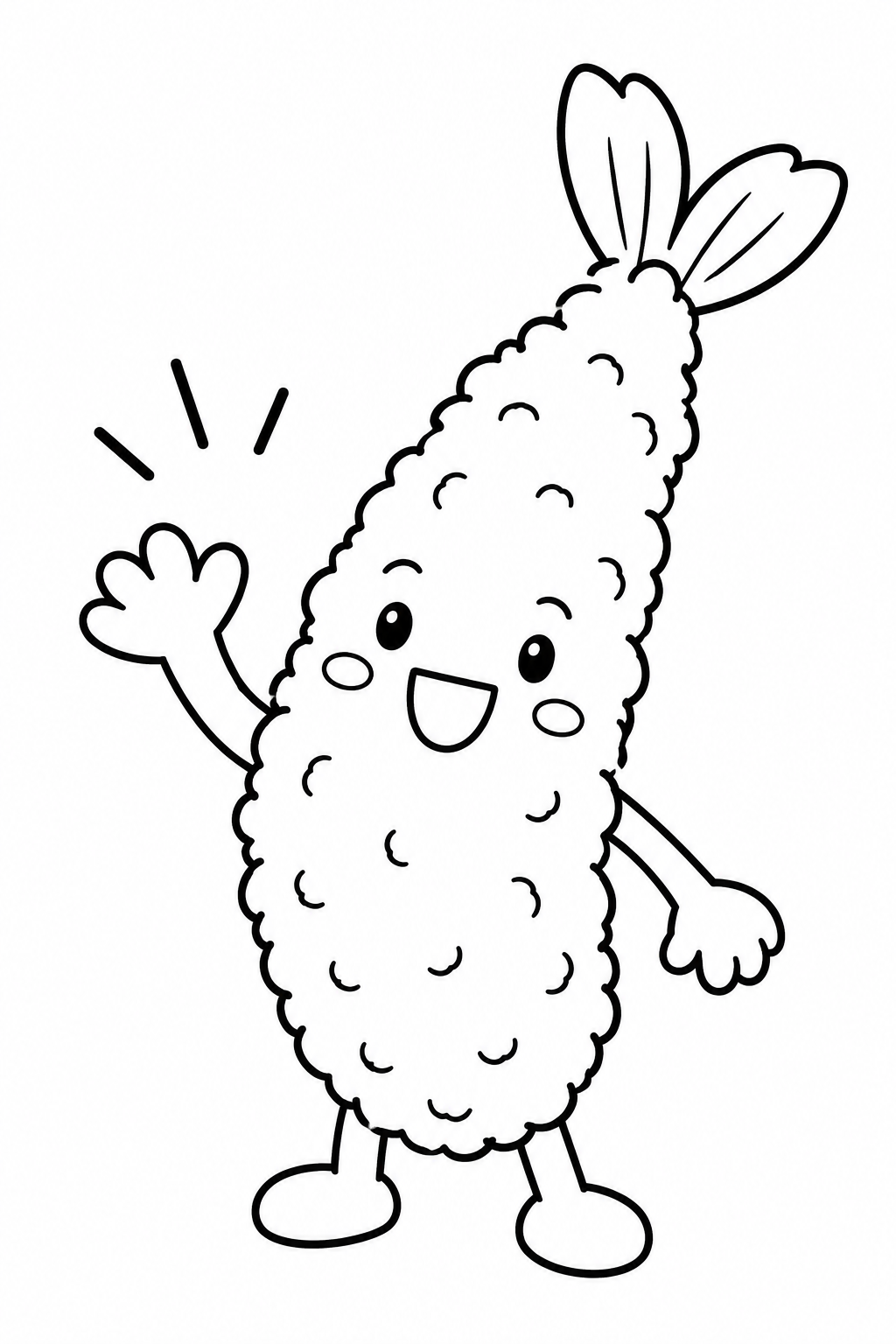 Dibujo de Un langostino frito que saluda para colorear