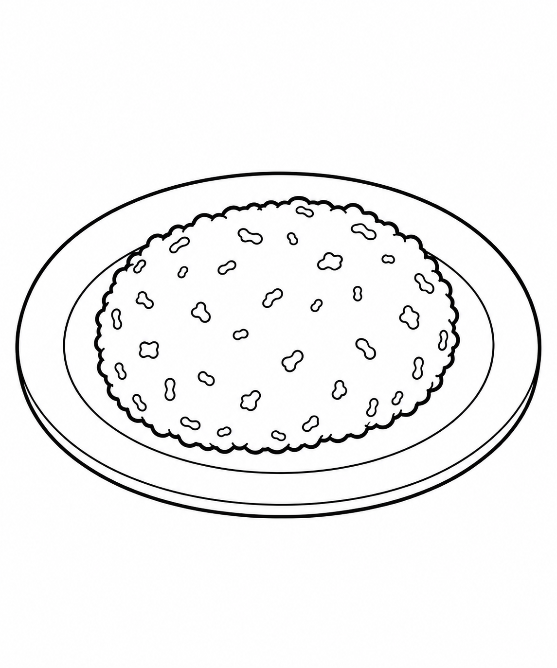 おさらのコロッケひとつの塗り絵