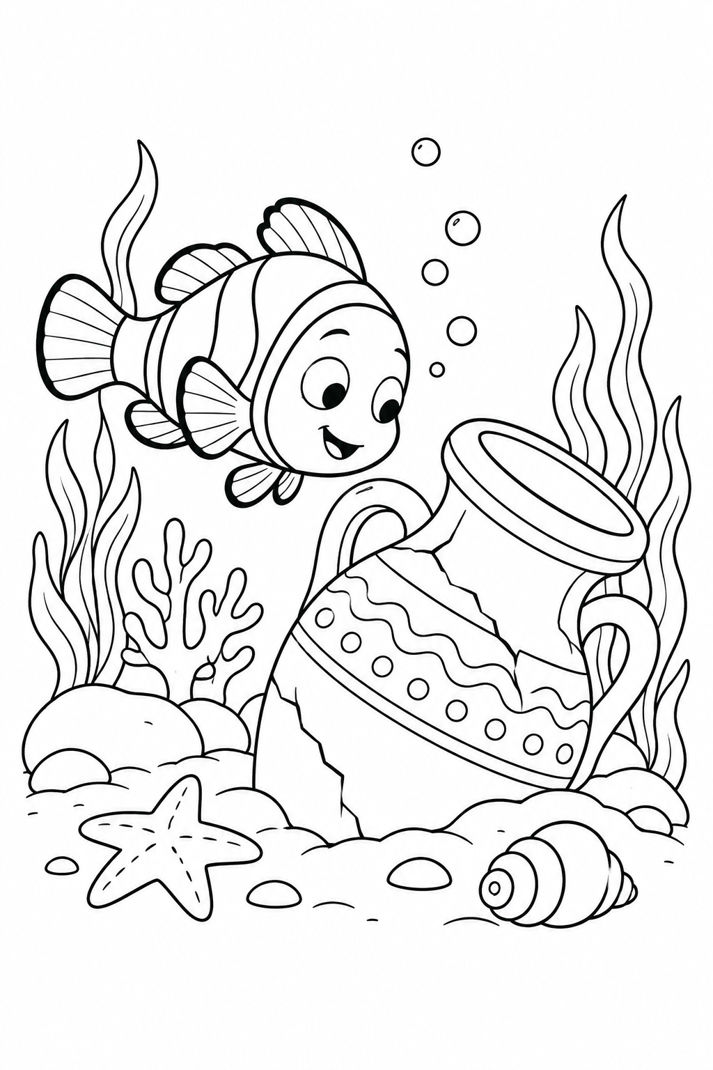 Coloriage Le poisson-clown et la jarre engloutie
