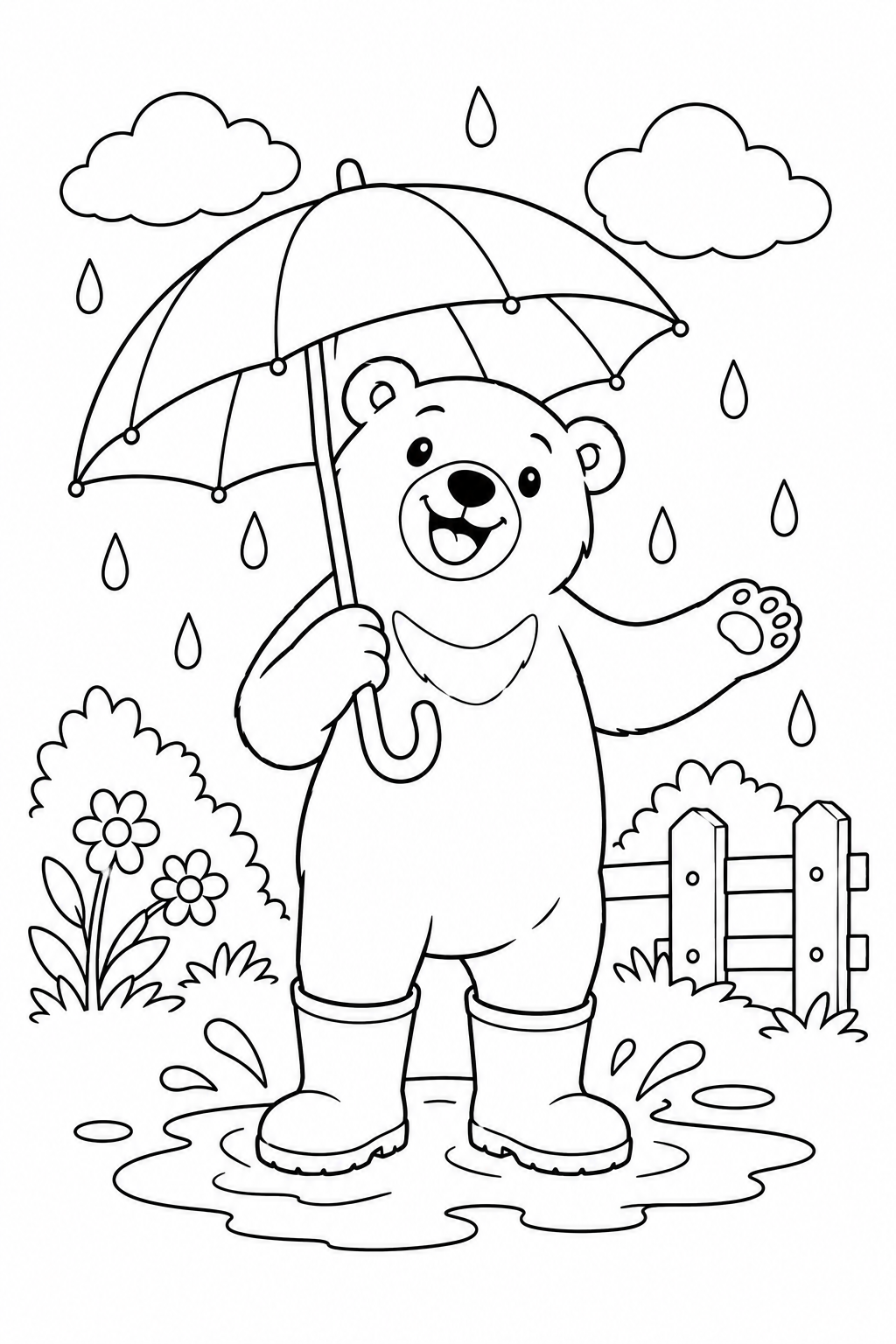 マレーグマの雨の日さんぽの塗り絵