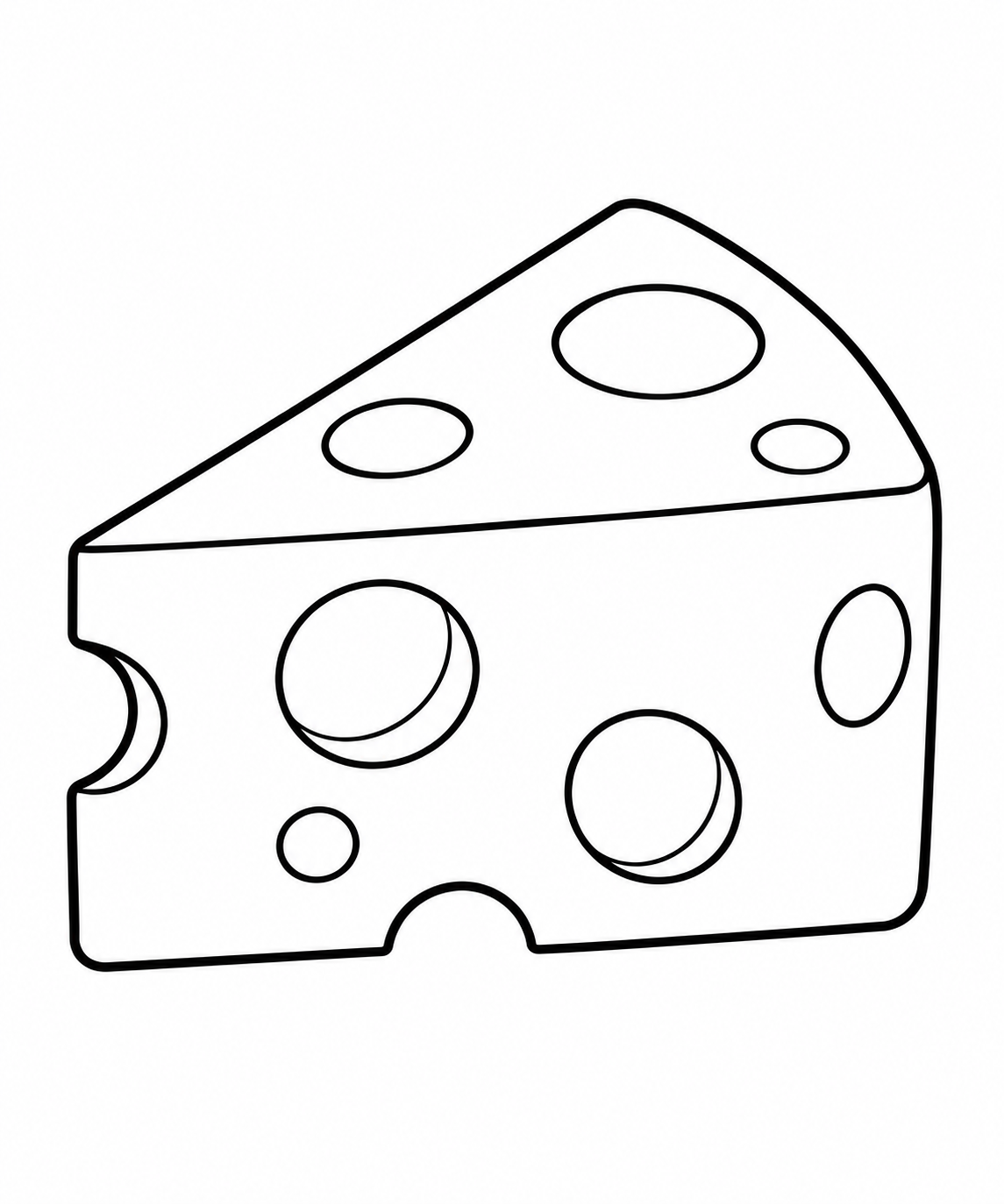 Desenho de Um pedaço grande de queijo triangular para colorir