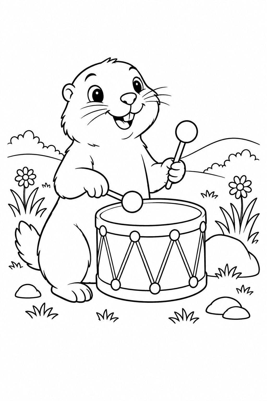 プレーリードッグの小さな音楽会の塗り絵