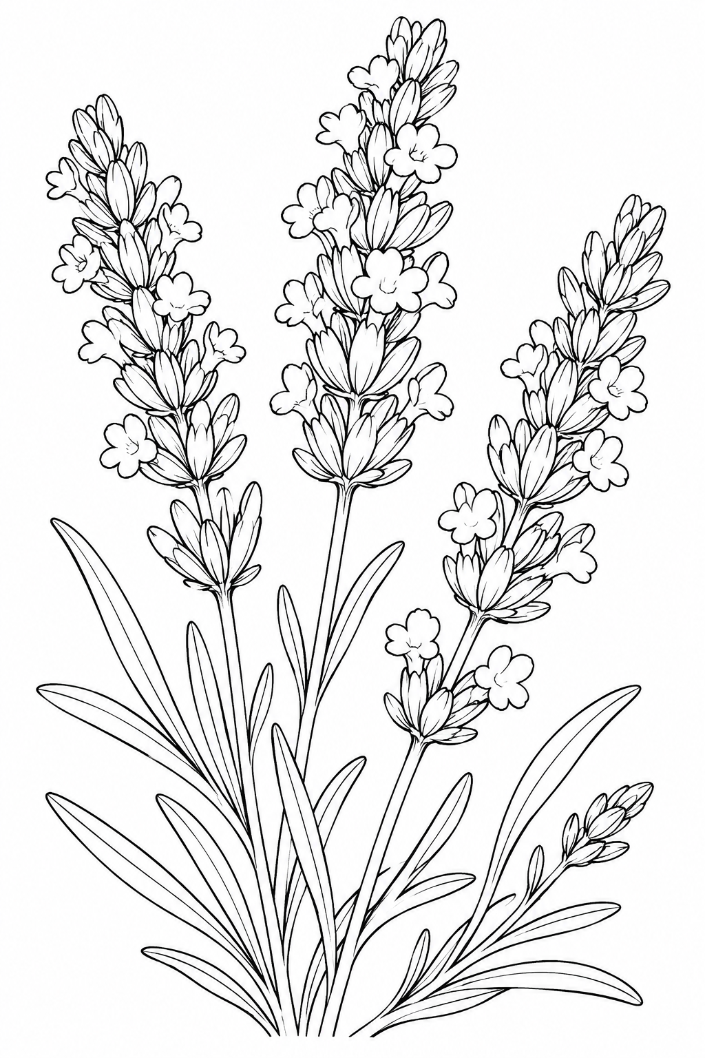 Desenho de Estudo da natureza: Espigas de lavanda para colorir