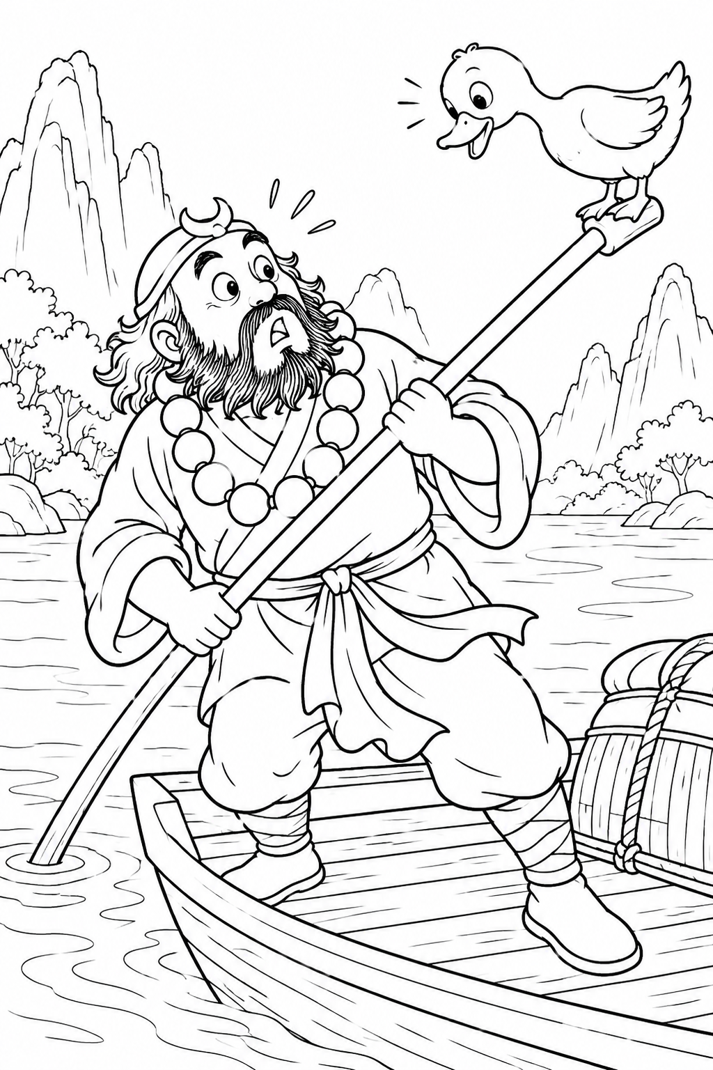 どたばた西遊記:悟浄の渡し舟の塗り絵