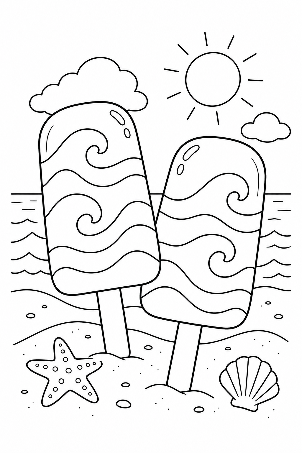 Ice Pops with Wave Patterns coloring page
