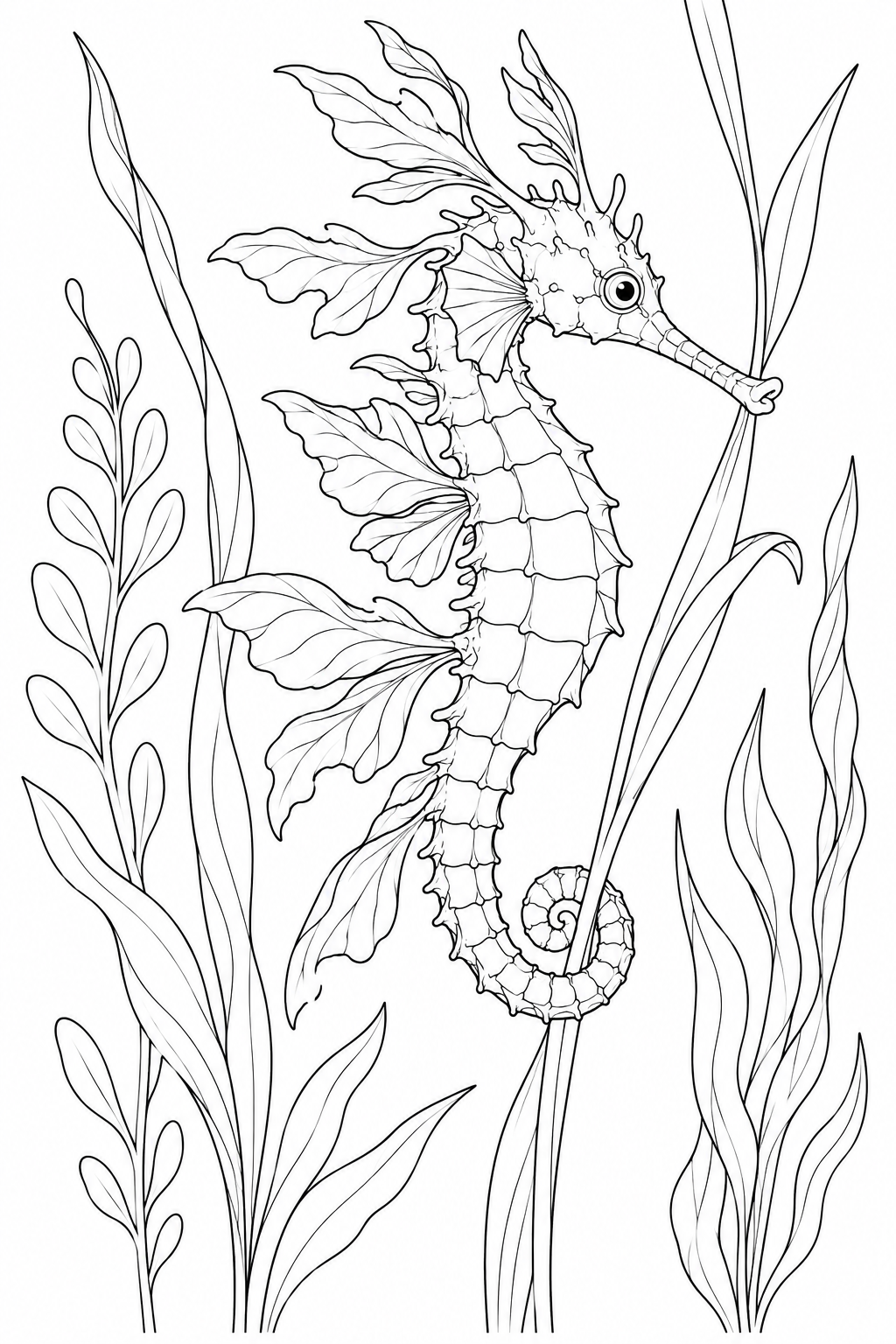 水草にまぎれる小さな竜の塗り絵