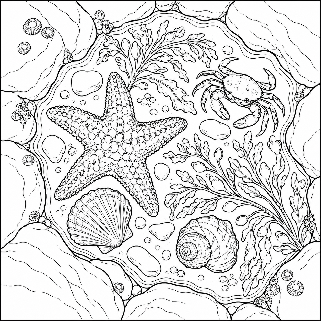 Coloriage Un petit monde dans une flaque de marée
