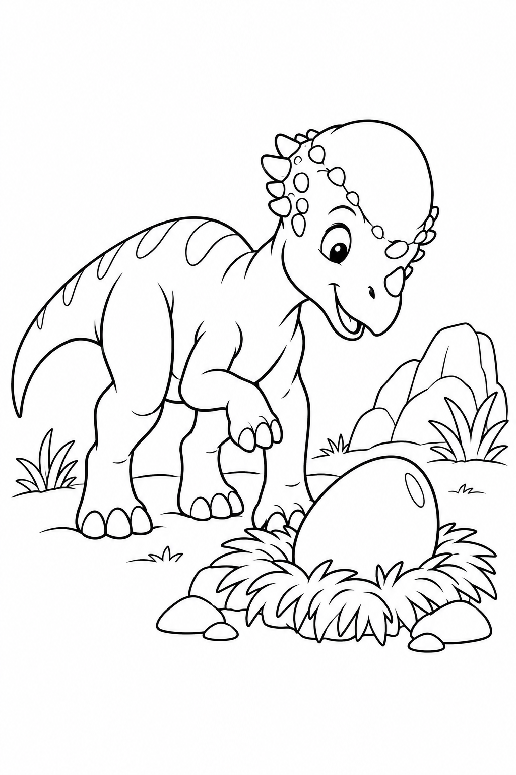 パキケファロサウルスと大きなたまごの塗り絵