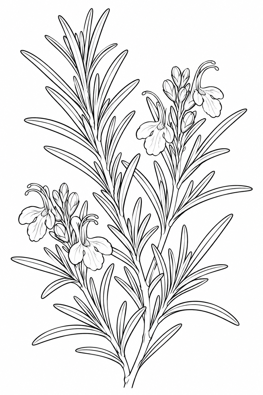 Dibujo de Estudio de naturaleza: Ramitas de romero para colorear