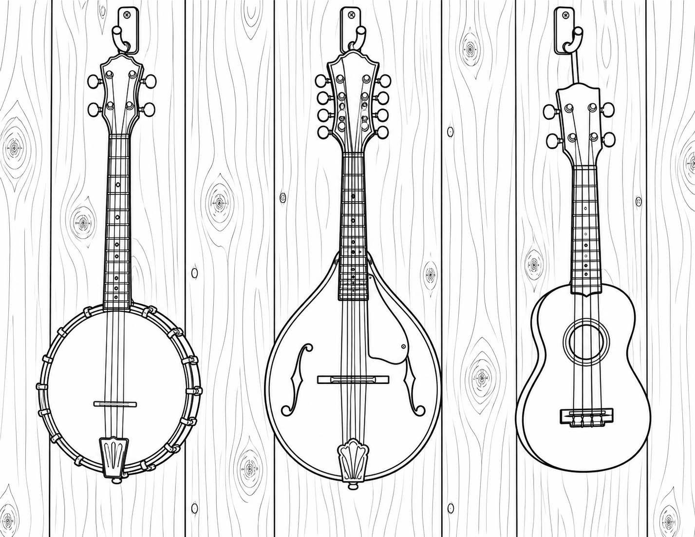 Dibujo de Instrumentos de cuerda en una tienda para colorear